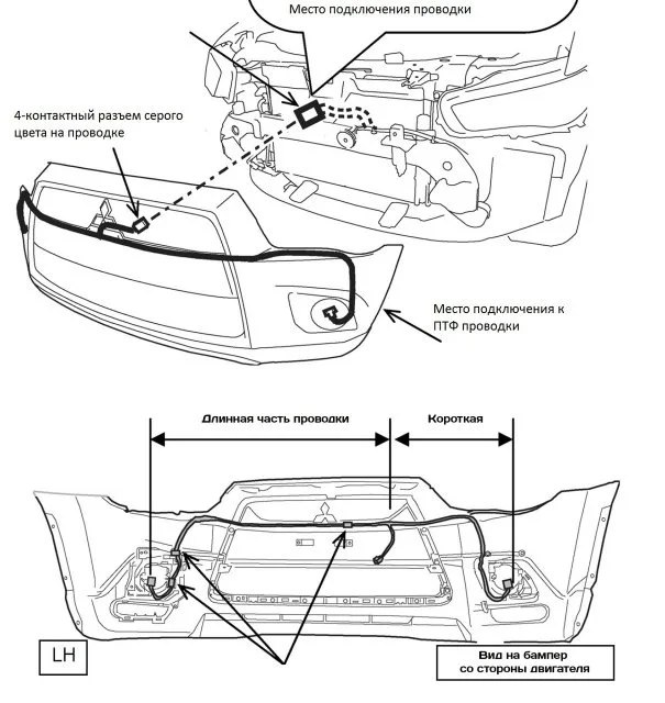 Противотуманный светильник, лампы, жгут проводов для Mitsubishi Outlander Sport ASX Lancer Triton L200 Pickup