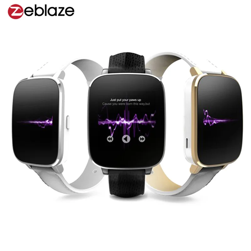 Zeblaze Crystal Curved 1.54inch HD screen SmartWatch MTK2502 HRM Real Heart rate Bluetooth 4.0 Genuine Leather Strap