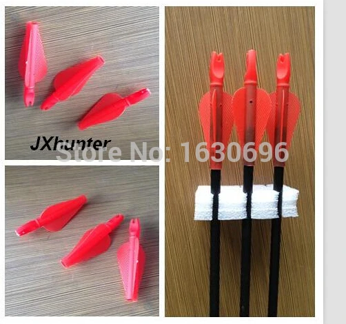 

50pieces plastic arrow fletching 3 inches arrow feather arrow nock in one set 11/32" dismater