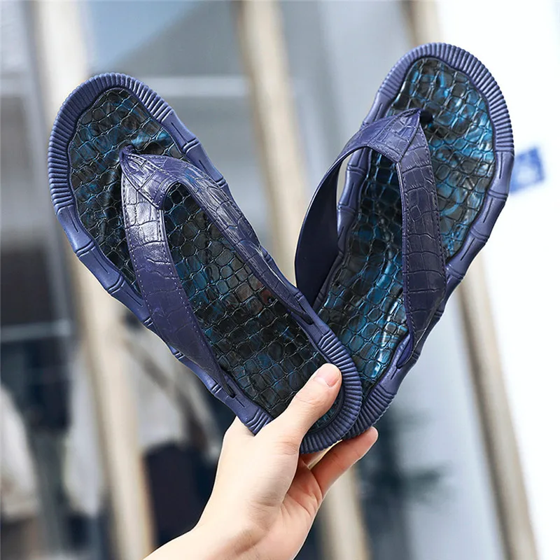 Casual männer Persönlichkeit Wohnungen Durable Flip-Flops Antiskid Hausschuhe Strand Schuhe terlik kapcie Rutschen 40FE11