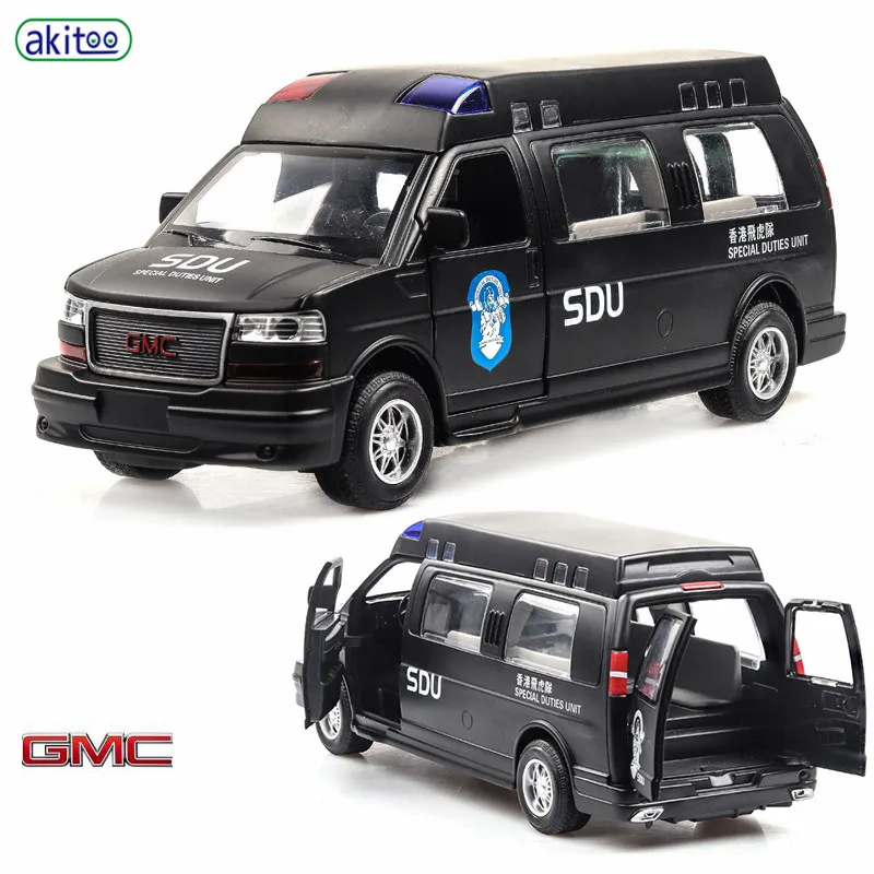 Akitoo GMC Модель машины из сплава автомобиль специальный полицейский публичный автомобиль безопасности звук и свет тянуть назад автомобиль