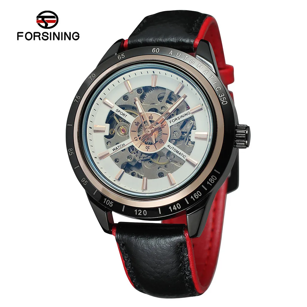 

Motorcycle Design Transparent Red Black Belt Waterproof Men's Automatic Watch Watches Top Luxury Brand Waterproof Sport watch #3