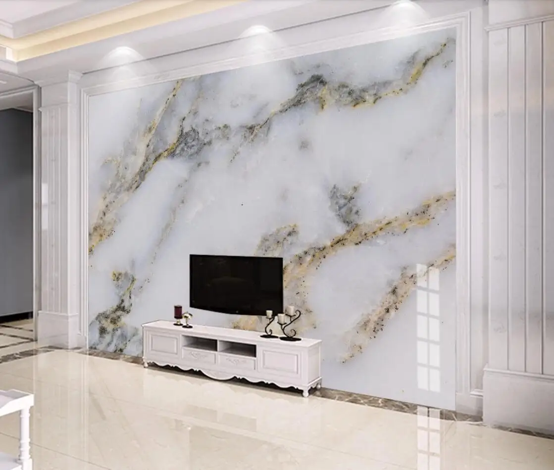 モダン白大理石の壁紙3d壁壁画テレビの背景の壁の装飾ゴールド高級壁画フォトプリントのための寝室 Aliexpress 家のリフォーム