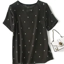 Новинка, Женская свободная одежда из шелка тутового шелкопряда с круглым воротником, винтажный стиль, удобная дышащая футболка