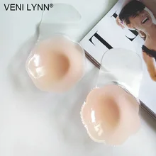 VENI リンインスタントおっぱいリフトアップテープ花びら再利用可能な花シリコーン乳首カバー乳スパンコールラウンド胸ステッカー乳首(China)