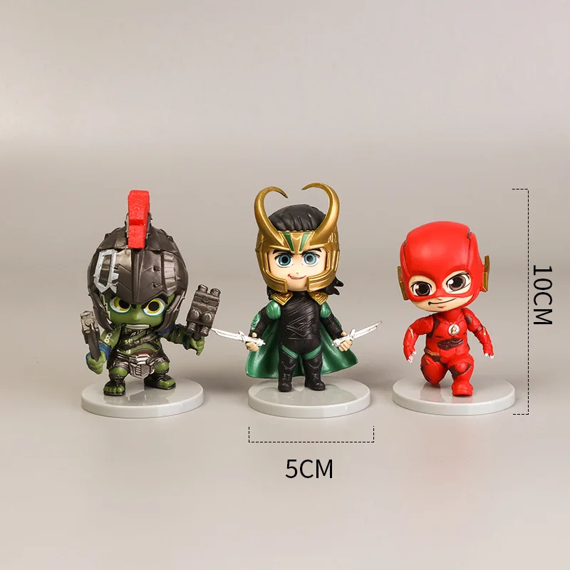 

6PCS Home decoration Marvel Cinematic Q version of the Avengers full set of steel toy US captain Micro-view decoration