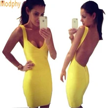 2017 Women summer sexy spaghetti strap backless celebrity HL bandage dress night club party mini dress vestido wholesale HL1113