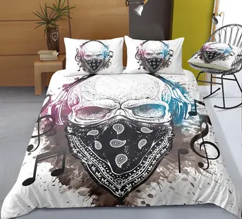 

Drop Shipping 3D Mask Skull Bedding Set Print Duvet cover set Bedclothes with pillowcase bed Home Textiles