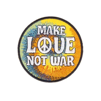 

Make LOVE Not War Peace Embroidered Hippie Iron On Jacket Patch Applique New Back rubber patch