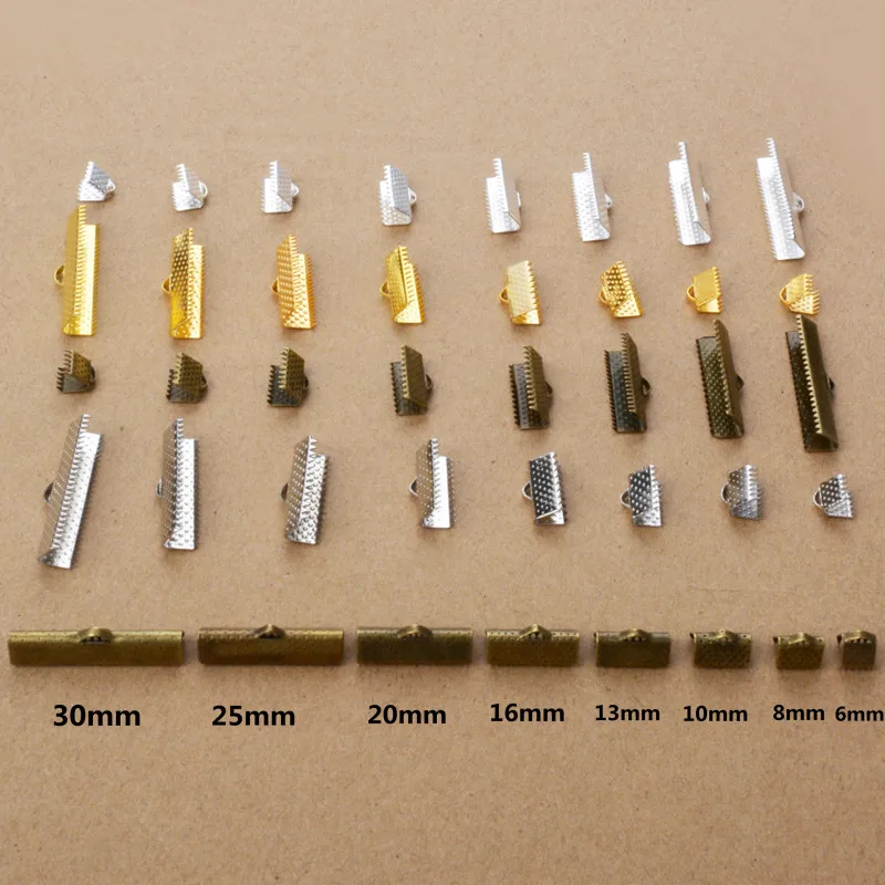

50pcs Crimp beads cove clasps Cord End Caps String ribbon leather clip Foldover Necklace Bracelet Connectors for jewelry making