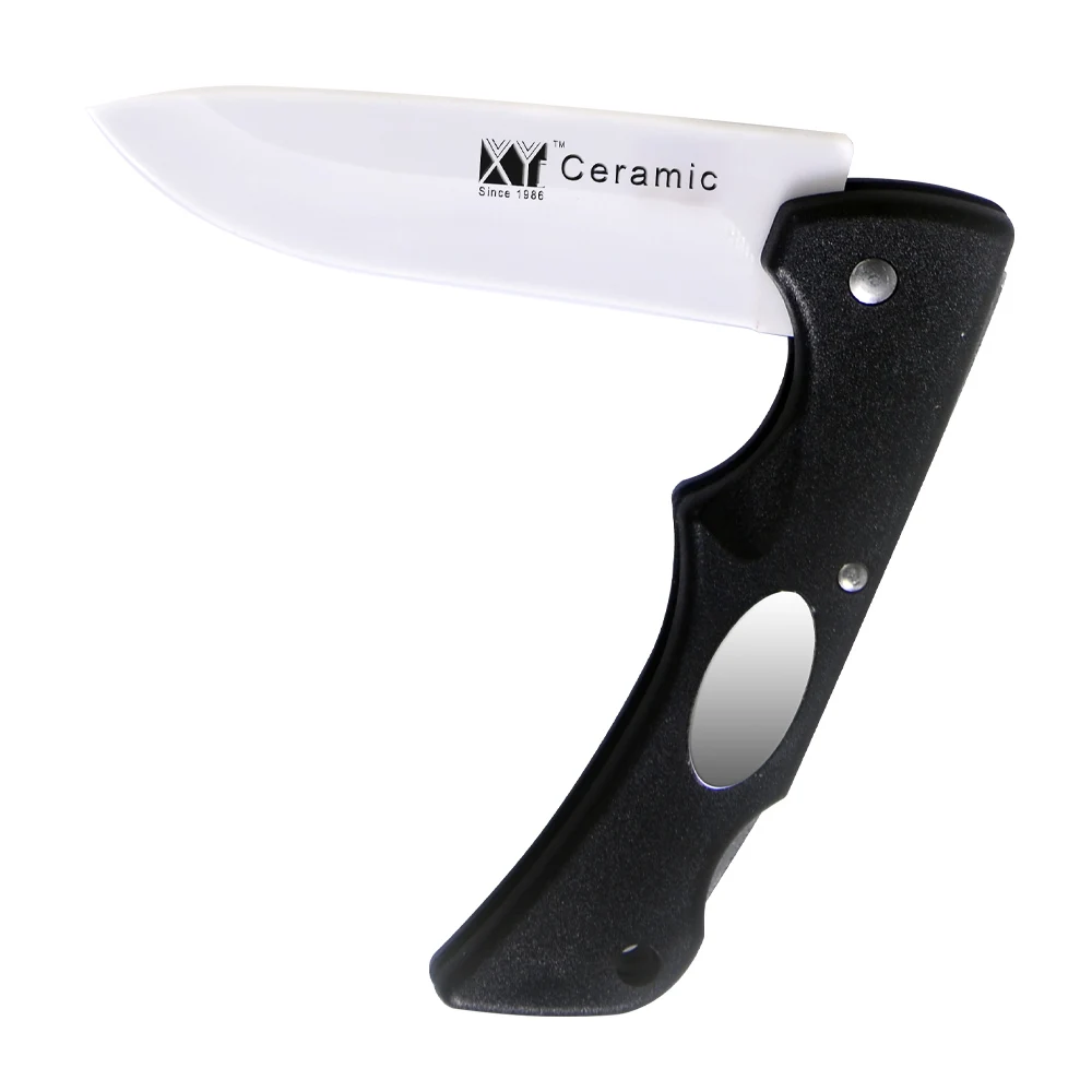 Handmade Folding Ceramic Knife White Blade Non Slip Black Handle High