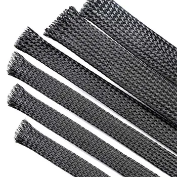 

30ft Length -3/8"=9.5MM Black - Flexo PET Expandable Braided Sleeving Cable for cable protection cable socks