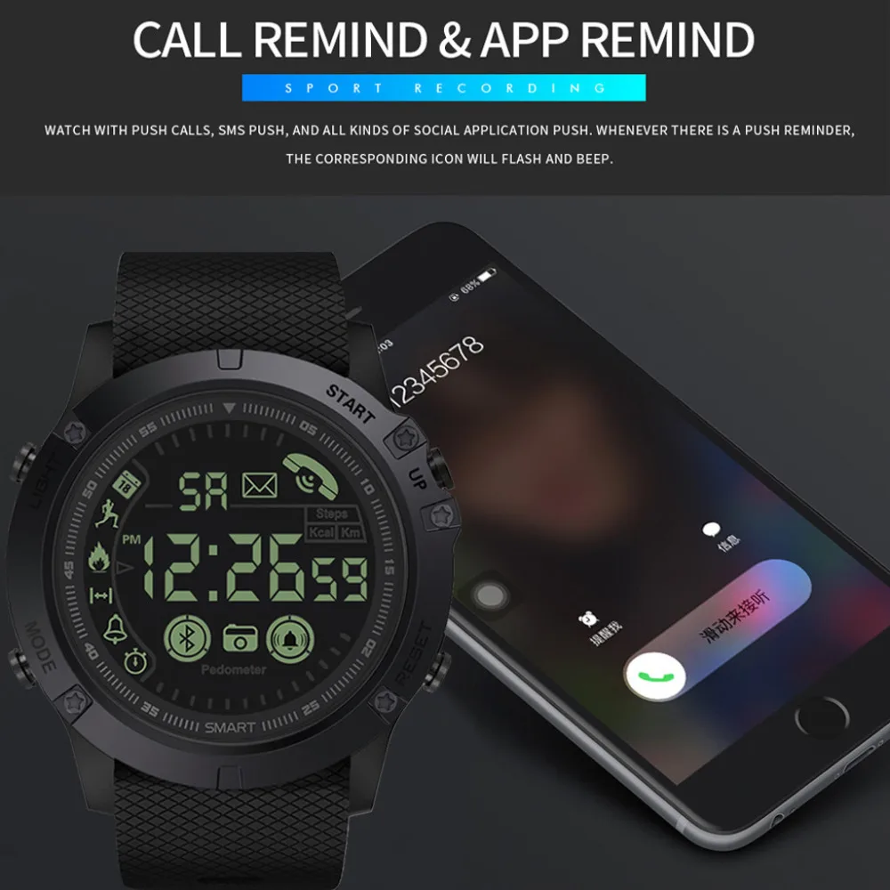 Флагманский Прочный Открытый Smartwatch 33-месяц в режиме ожидания 24h всепогодный мониторинг Смарт-часы для IOS и Android Q
