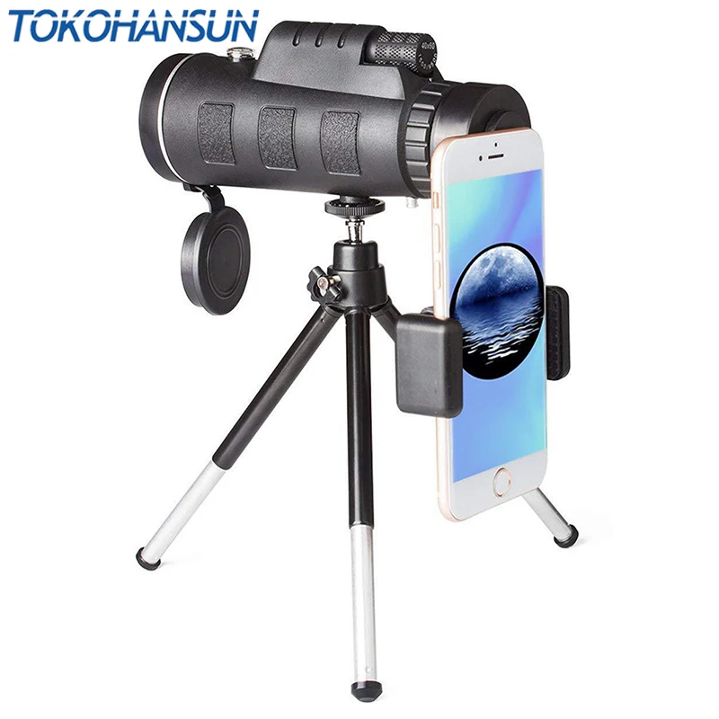 TOKOHANSUN 40X60 HD зум-объектив монокулярный телескоп + штатив зажим для Samsung IPhone Xiaomi Huawei