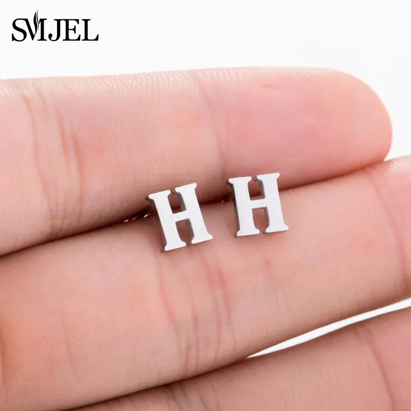 SMJEL A-Z алфавитные серьги из нержавеющей стали, серьги с буквами для женщин и девочек, детские Персонализированные повседневные ювелирные изделия