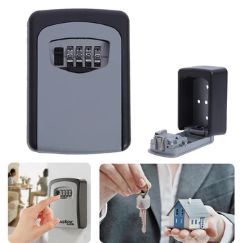 

4 Digit Key Lock Box Outdoor Wall Mount Combination Password Key Safety Storage Resistant Steel Security Box