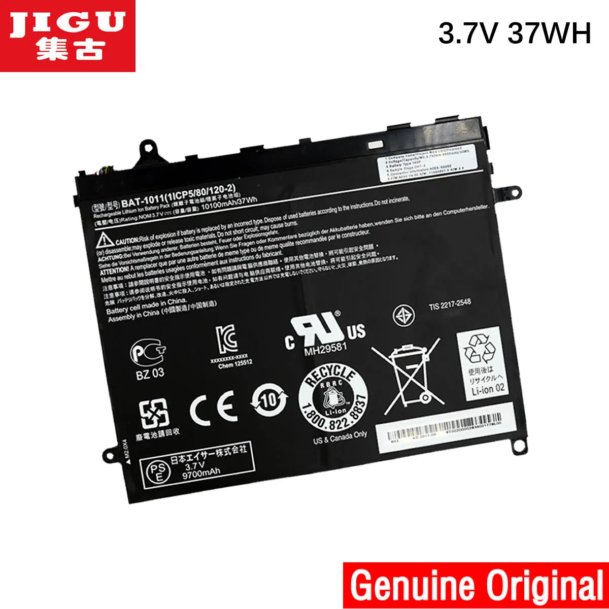 JIGU 1ICP5/80/120 2 летучая мышь 1011 Оригинальный аккумулятор для ноутбука ACER Iconia Tab A510 A700