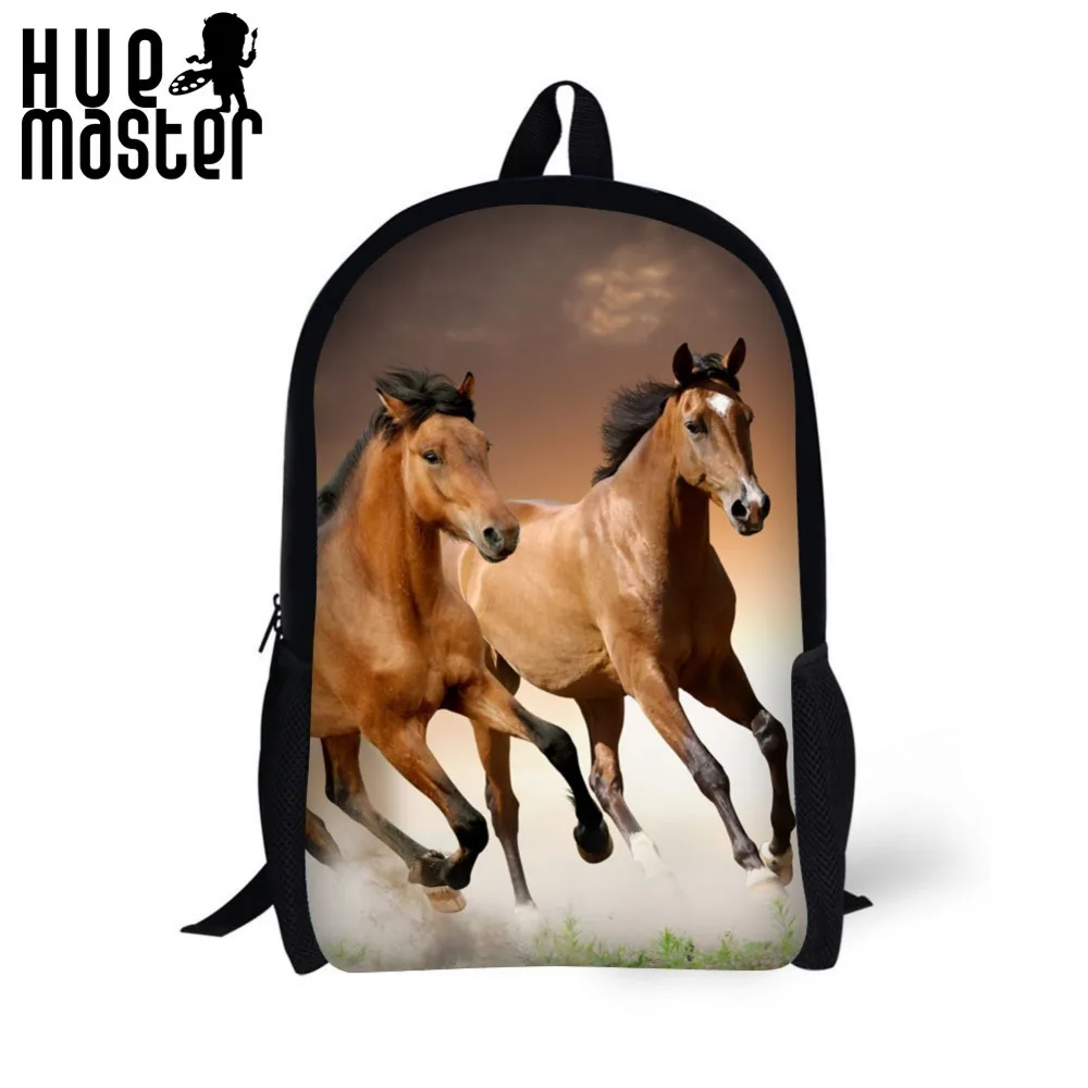 Полиэстер 17 дюймов школьные рюкзаки для девочек Женщины Лошадь нанесени Дизайн Мода Bagpack высокой емкости рюкзак начальная школа