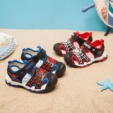 Новая летняя детская обувь, детские сетчатые спортивные сандалии «Человек-паук», мягкая Нескользящая пляжная обувь для мальчиков и девочек