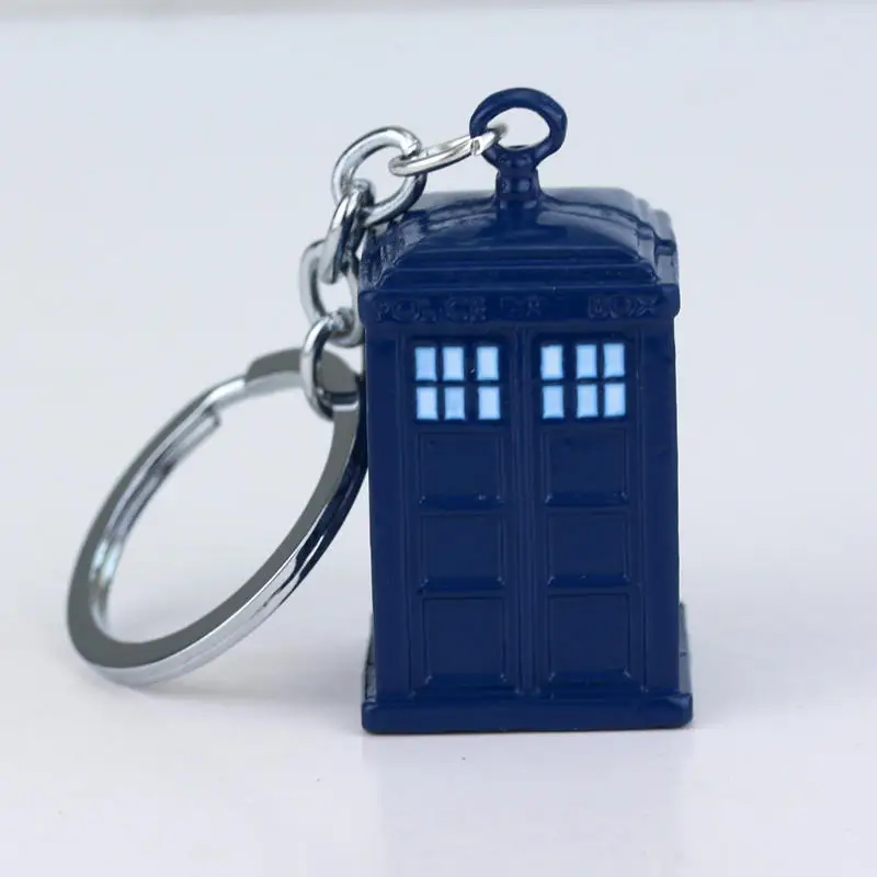 Новое поступление, брелок для ключей "Доктор Кто", голубой цвет, Далек ТАРДИС, полицейская коробка, держатель для ключей для мужчин и женщин, аксессуары - Цвет: Серебристый