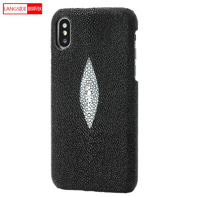 

LANGSIDI Pearl luxurious fish skin Half-pack phone case for iphone x xs xR6 7 8 8plus 5 5s SE Business fashion protective case