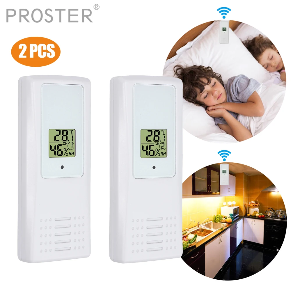 

Proster 2X Wireless Thermo-Hygrometer Weather Station Sensor 90m Distance for 8-Channel Weather Stations Wireless