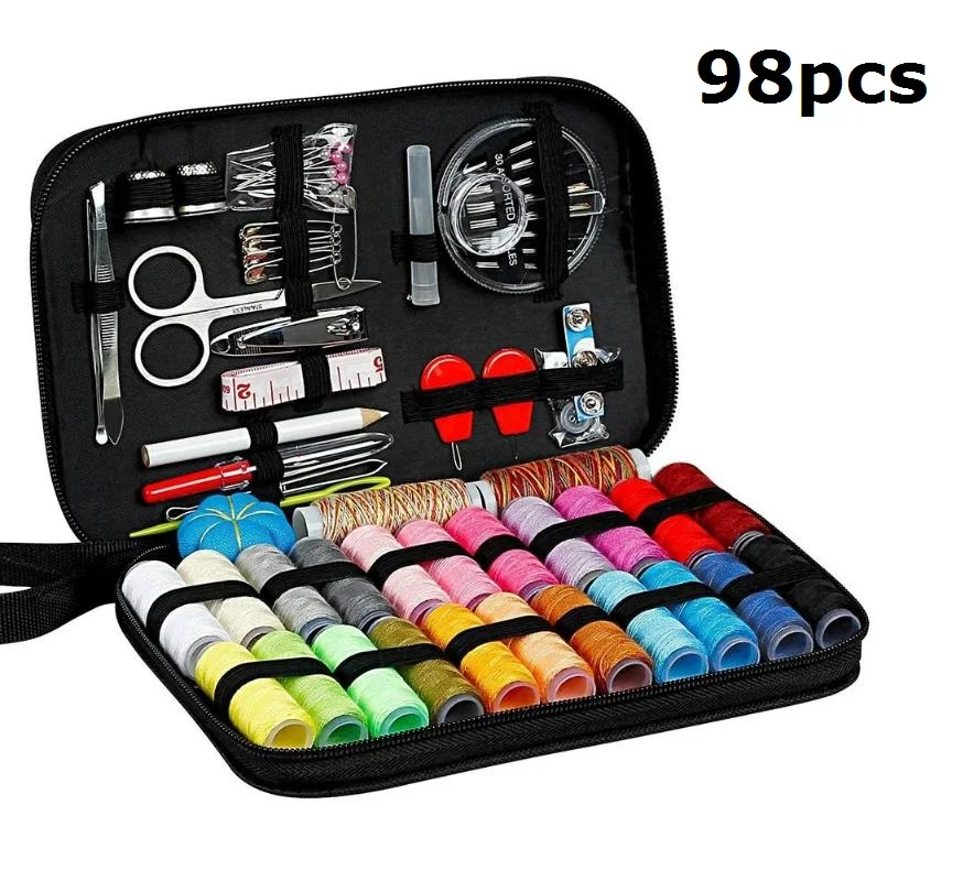 70/90/97/98Pcs Sewing Kits DIY Multi-function Sewing Box Set for Hand Quilting Stitching Embroidery Thread Sewing Accessories - Цвет: 98pcs