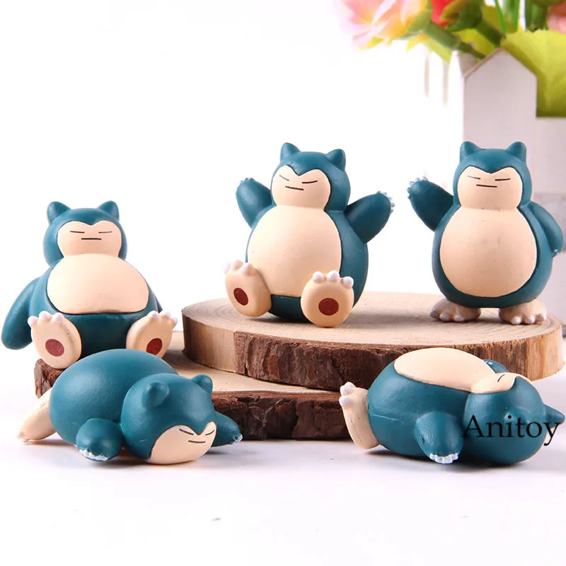 5 шт./компл. Мультфильм Монстр Snorlax милые мини фигурка аниме из ПВХ Коллекция Модель игрушки куклы брелоки