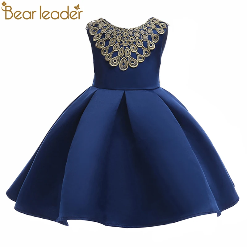 Продажа Bear leader платье для девочек 2018 г. европейский и американский стиль, платья принцессы с бантом сзади, Пномпень, вечерние платья для От 3 до 8 лет