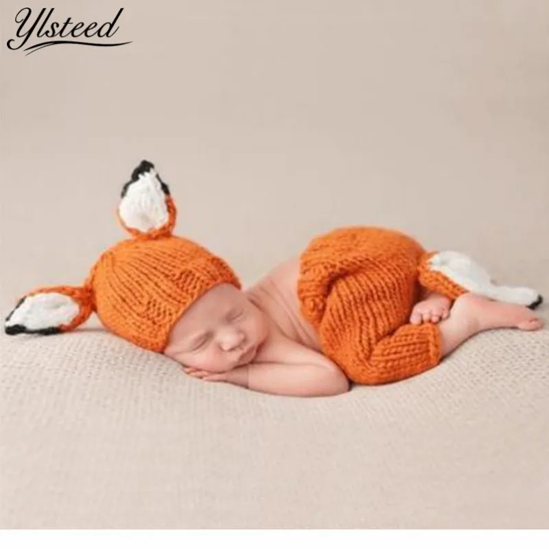 

Ylsteed Newborn Photography Outfits Baby Photo Props Knitting Cute Fox Hat Clothes for Photo Shooting Infant Picture Idea