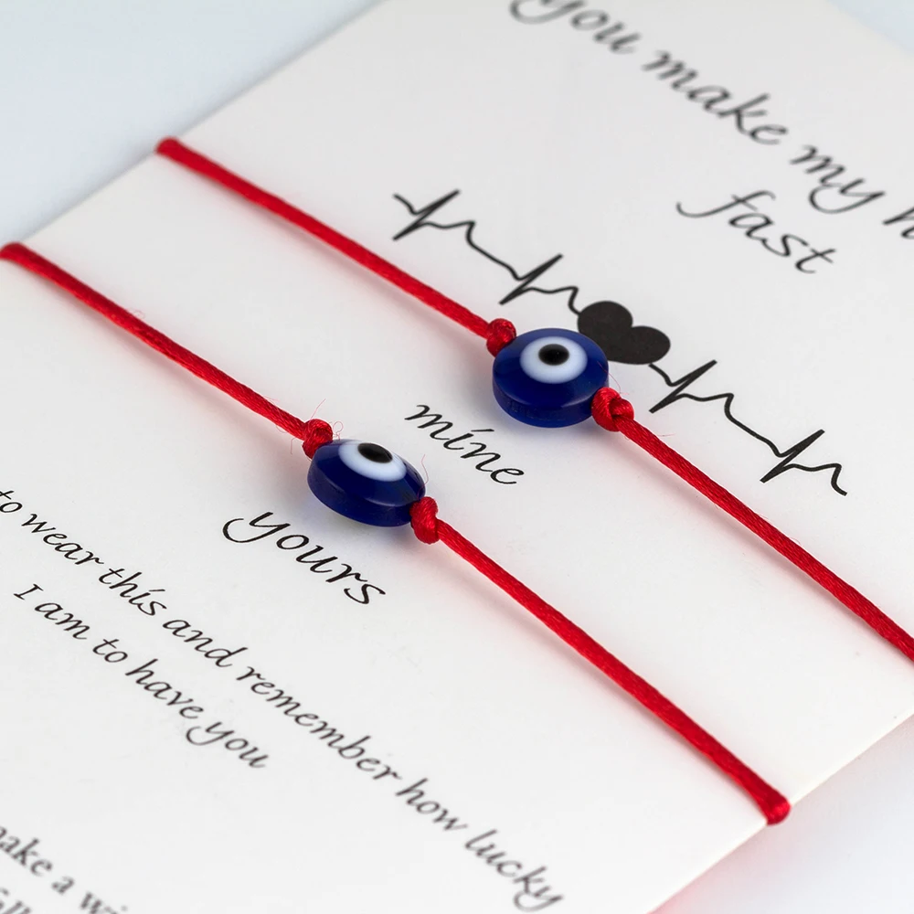 Lucky Eye Blue Evil Eye Charms Bracelet Red String Thread Rope Couple Bracelet Wish Card Jewelry For Women Men Adjustable CN219 Lucky Eye Blue Evil Eye Charms Bracelet Red String Thread Rope Couple Bracelet Wish Card Jewelry For Women Men Adjustable CN219