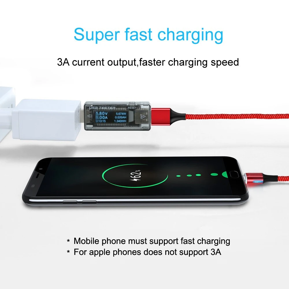 MOSIRUI قوي شفط المغناطيس الهاتف المحمول كابل بيانات 3A سريع شحن 1 m الشحن. المصغّر usb لسامسونج J4 J6 J7 J8 زائد 2018