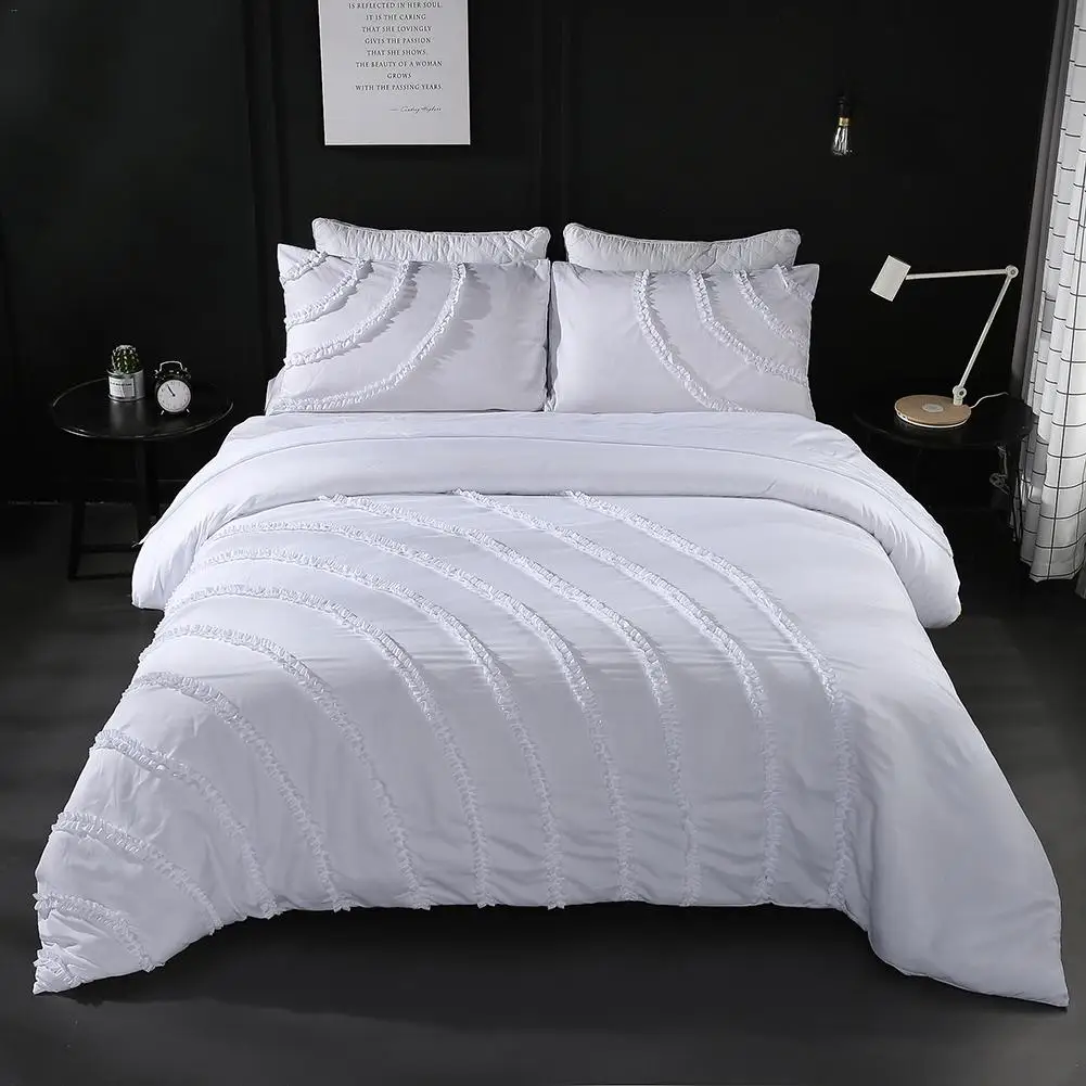 Cotton Duvet Cover Wavy Edge Super King Size Bed Quilt Cover Case