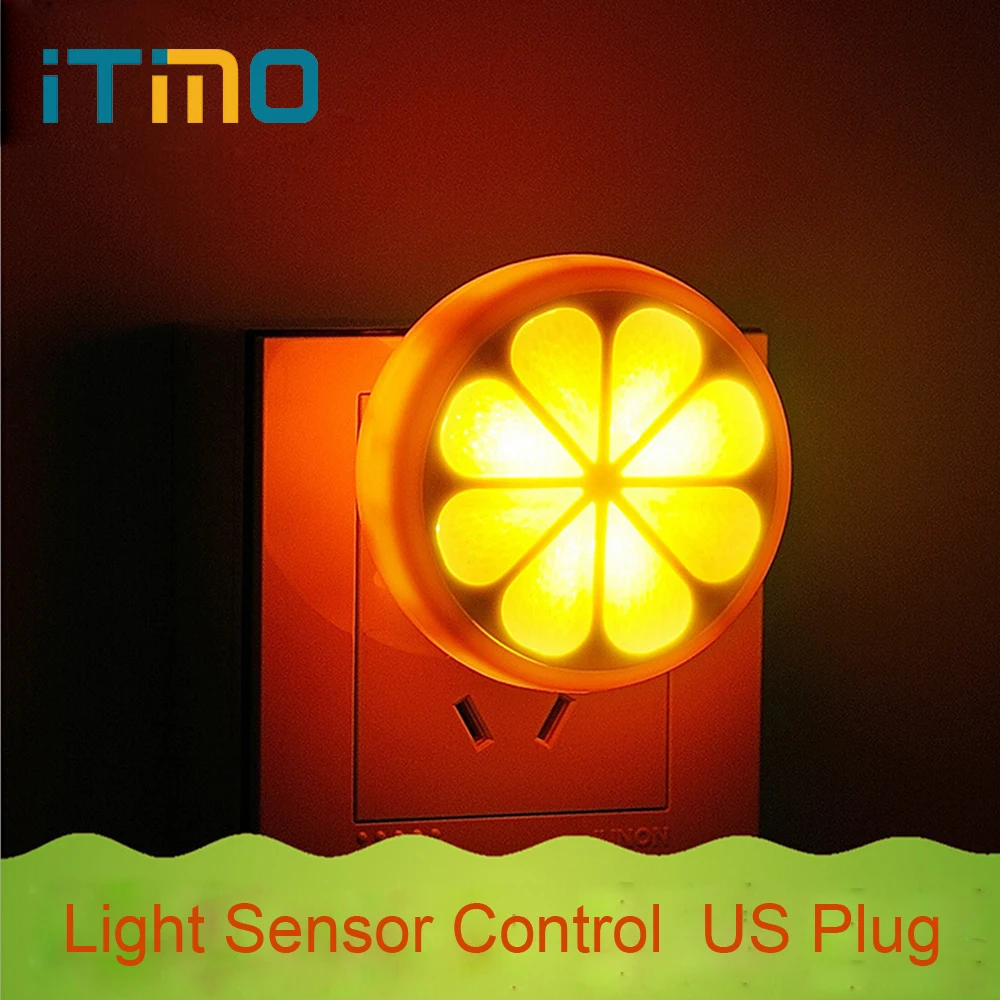 

iTimo LED Night Light Socket Lamp US Plug Children's Nightlight Indoor Lighting Energy Saving Light Control Orange Bed Lamp