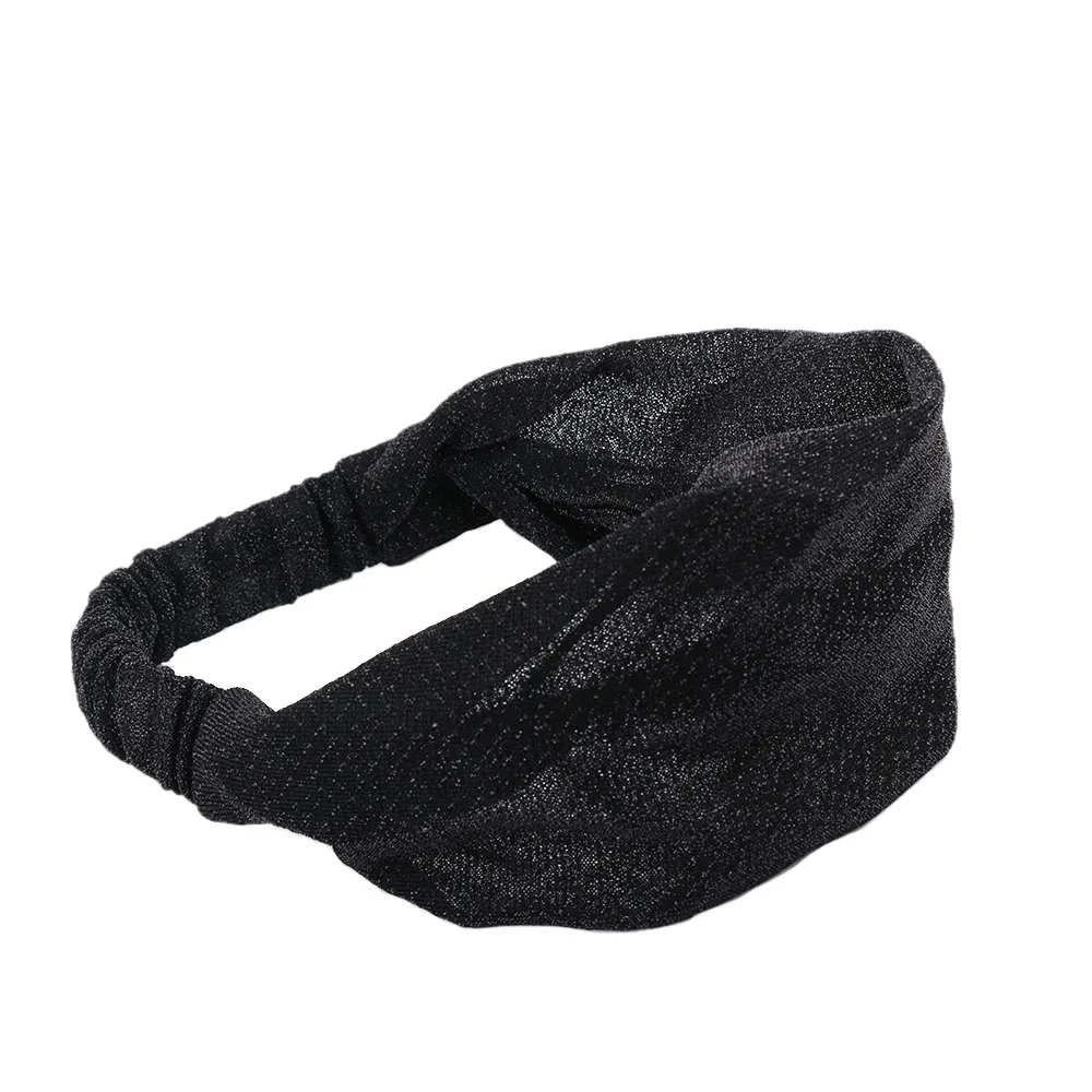 Женский тюрбан винтажная эластичная повязка на голову кружева широкие ленточные резинки для волос скрученные завязанные банданы сплошной цвет шарф для волос повязка на голову - Цвет: B-1