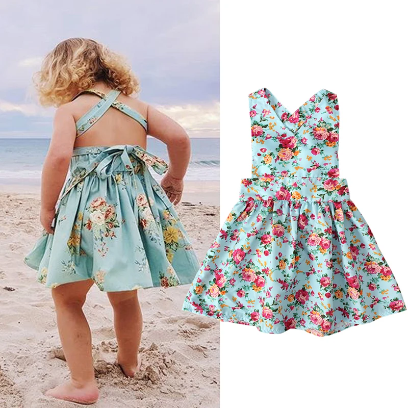 

2019 Cute Toddler Baby Girls Clothes Sleeveless Backless Bow Baby Romper Girls Dress Summer Toddler Sister Matching Clothes