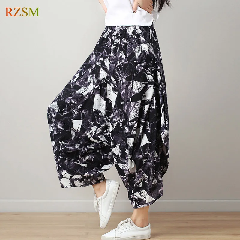 Fashion Casual Loose Large Size Vintage Print Cotton Linen