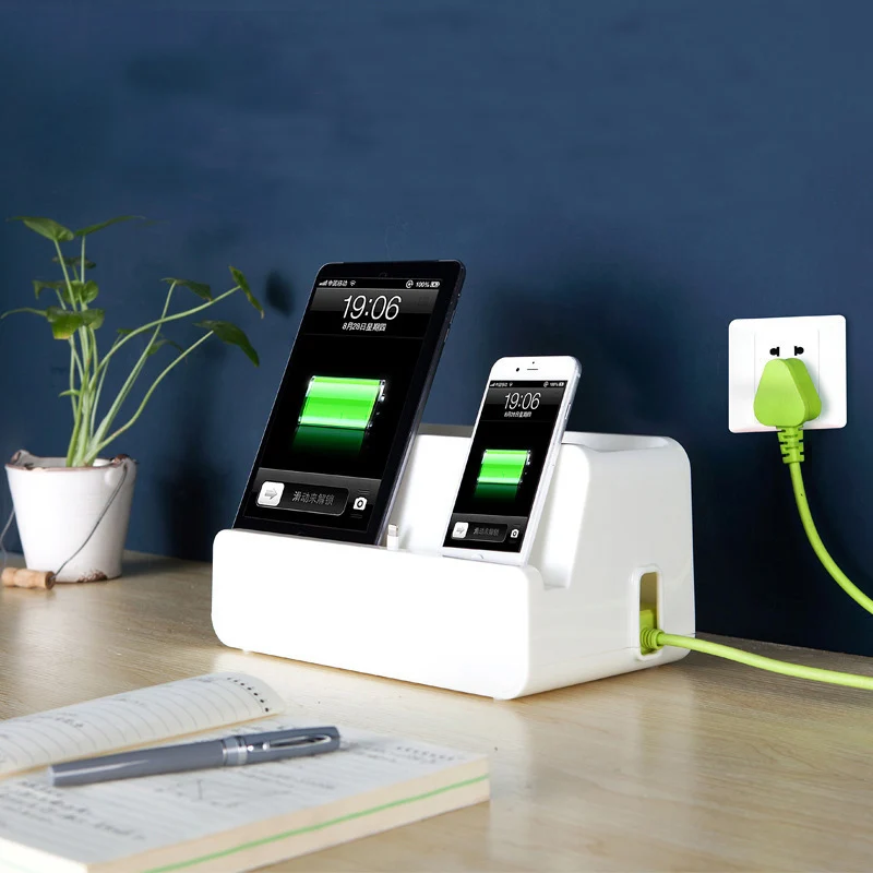

New Desk Power Cable Socket Boxes Mobile Phone Charging Bracket Cable Storage Box Wire Management Socket Safety Tidy Organizer