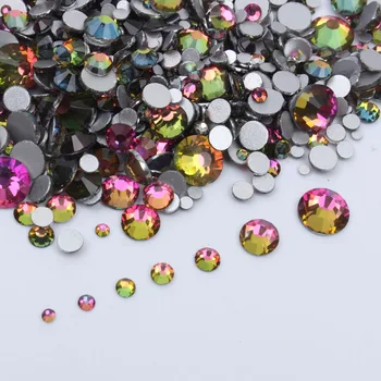 

Super glitter rhinestones Crystal SS3-SS30 1200pcs Rainbow Mix size Hot-Fix FlatBack Glass Nail Art Rhinestone Free shipping