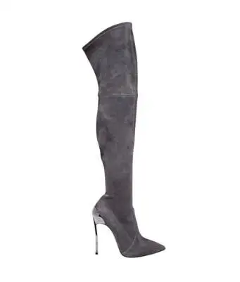 woman winter pointed toe spike high heel over knee boots women boots sexy woman high heel thigh high stretch long boots size 43