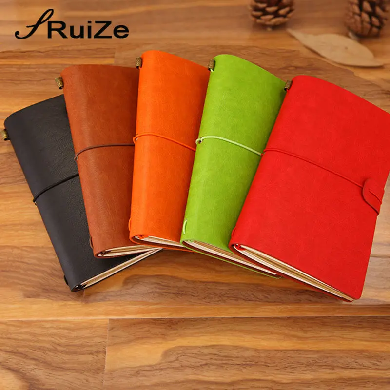 RuiZe Vintage travel journal leather traveler's notebook A6 handmade note book with three kinds paper school creative stationery RuiZe Vintage travel journal leather traveler's notebook A6 handmade note book with three kinds paper school creative stationery