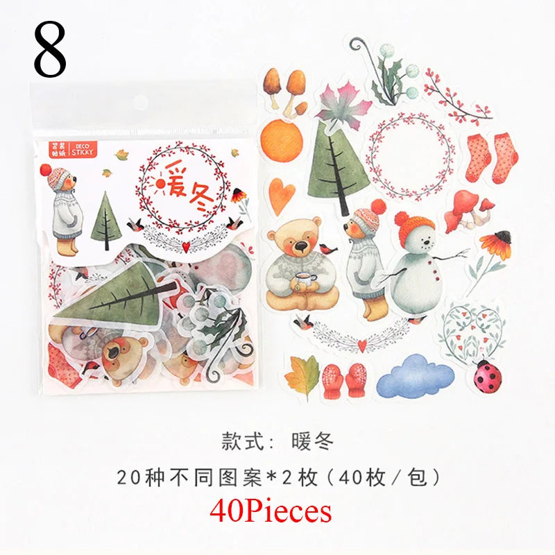 40 шт./упак. милые Животные наклейки Kawaii Flower Наклейки Новинка клей наклейки для детей DIY дневник в стиле Скрапбукинг фото Ablums - Цвет: 8