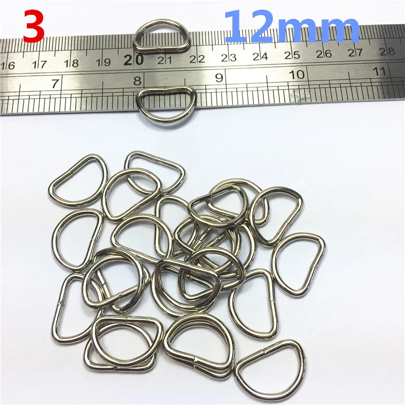 3 12mm silver Metal Detachable Openable Handbag Bag Purse Shoulder Strap Belt Buckle Clasp Connector D O Ring DIY Leathercraft Accessories