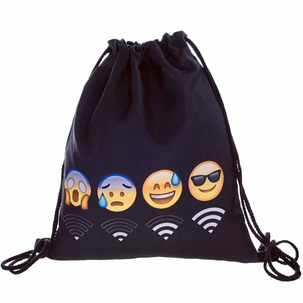 

Cotton Drawstring Bags Custom Logo Drawstring Backpack Promotional Sports Fashion Unisex Emoji Backpacks 3D Printing Bags#L5$