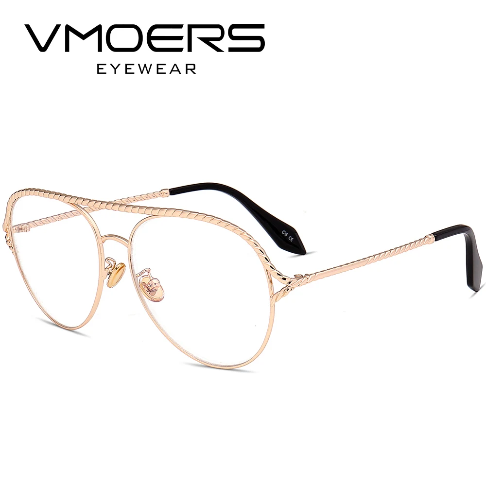 VMOERS Luxury Aviator Eyewear Frames Fashion Fake Eyeglass Frames Women