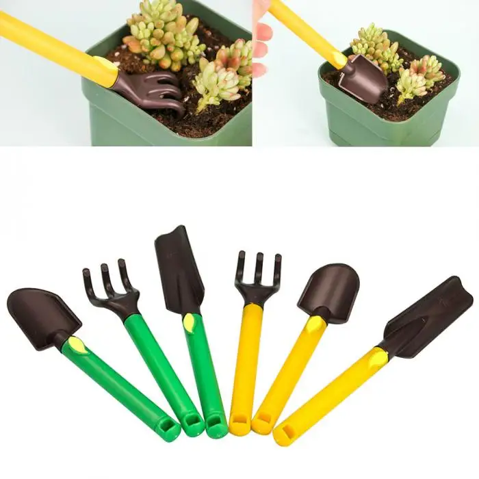 3 шт. детский садовый набор инструментов пластиковые безопасные садовые инструменты лопатка-грабли LB88