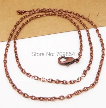 

free shipping!!! 100pcs/lot 2mm*3mm red copper cable link chain jewelry chain 18'' with lobster clasp