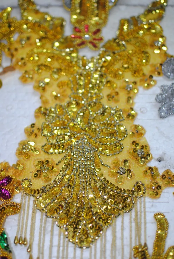 font b Big b font Size Sequined applique trims embroidery paillette patches flower beaded V