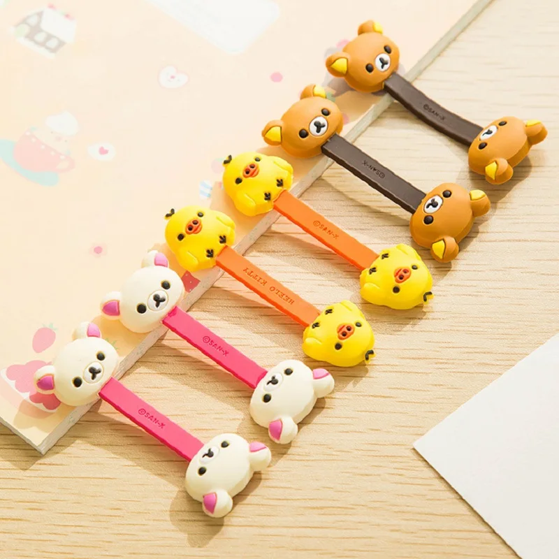 Cable organizer Desk organizer Storage organizer Bag organizer 4Pcs Cartoon Silicone Data Wire Cable Organizer Kawaii Earphone Bobbin Winder Wire Cord Holder For iPhone USB Protector Gadgets