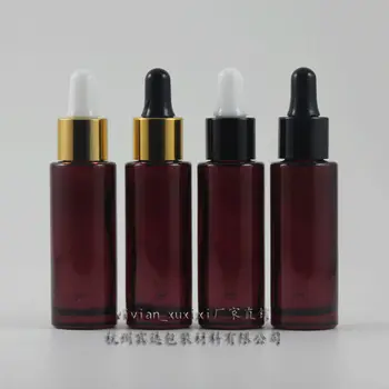 

20ml Mysterious purple Glass Bottle With aluminum ring white/black rubber dropper cap. Oil vial, Essential Oil Container